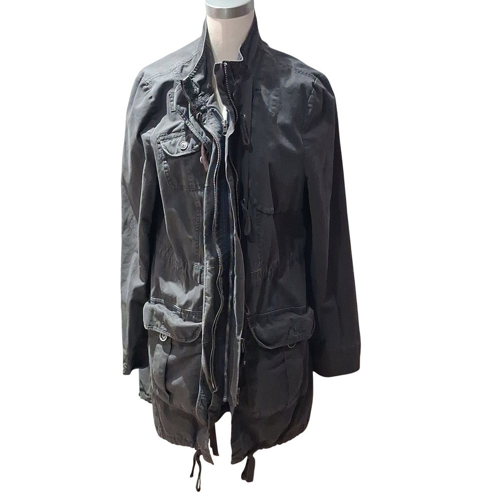 Free People Utility Jacket Womens Large/Med Gray Military Coat Toggles